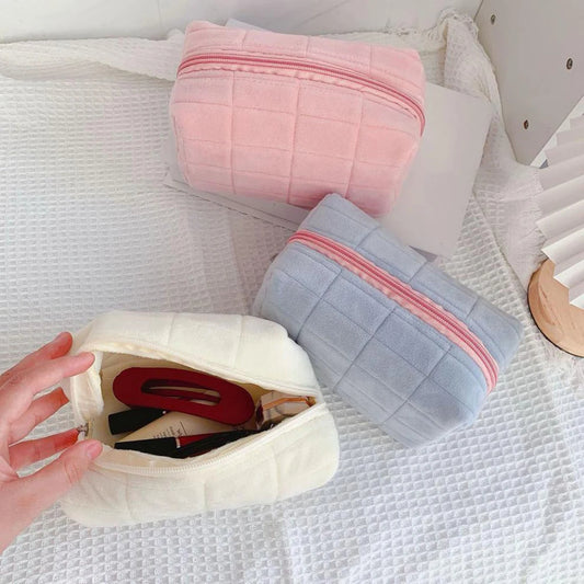 Portable Plush Cosmetic & Toiletry Pouch